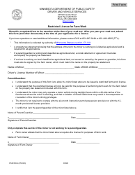 Document preview: Form PS30188 Restricted License for Farm Work - Minnesota