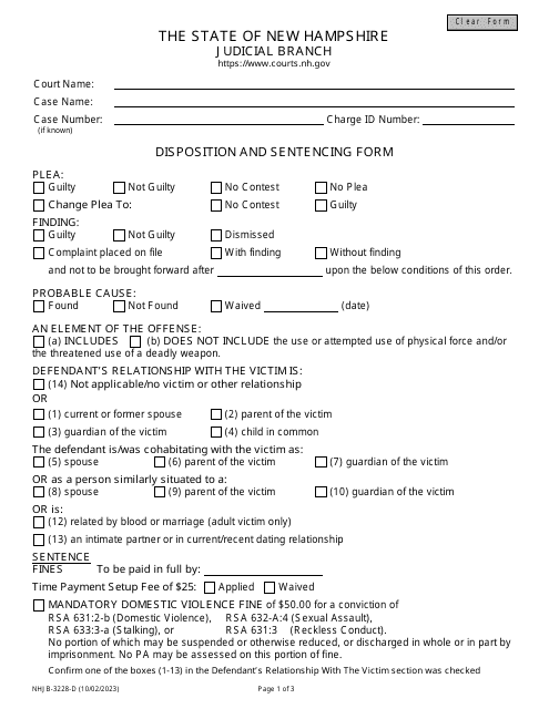 Form NHJB-3228-D  Printable Pdf