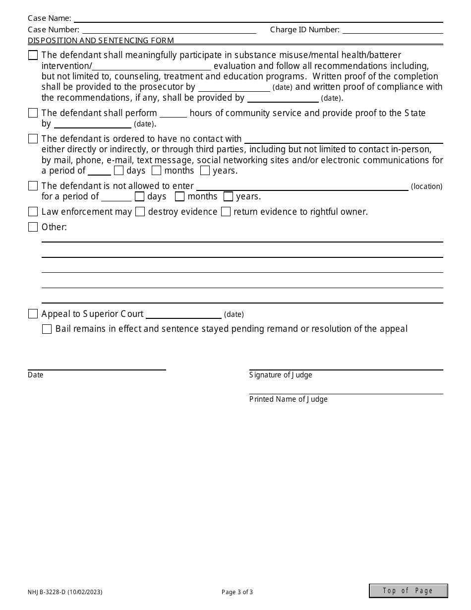 Form NHJB-3228-D Disposition and Sentencing Form - New Hampshire, Page 3