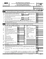 IRS Form 4835 Farm Rental Income and Expenses (Crop and Livestock Shares (Not Cash) Received by Landowner (Or Sub-lessor))
