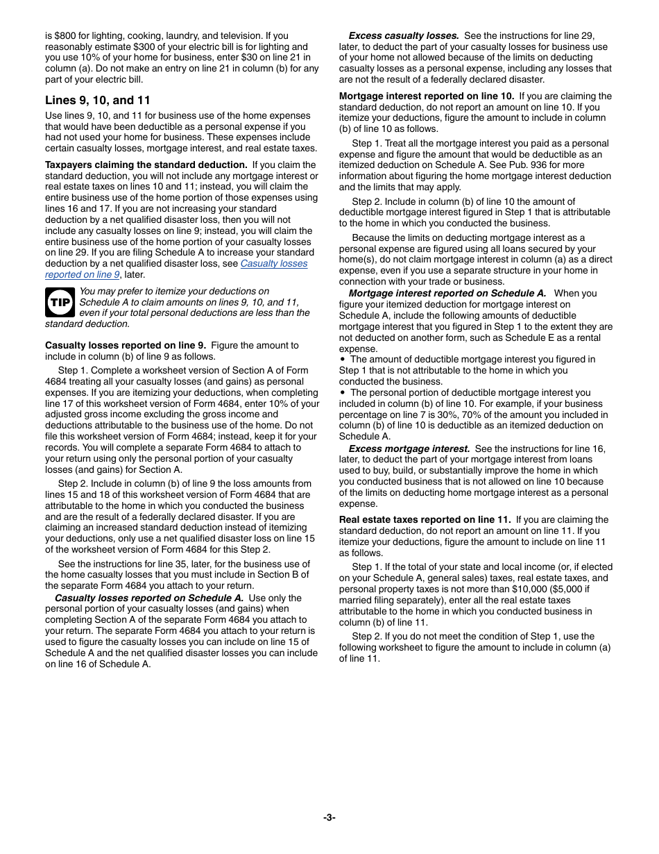 Instructions for IRS Form 8829 Expenses for Business Use of Your Home, Page 3