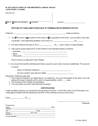 Document preview: Form 171-XXX Petition to Turn Over Funds Due to Termination of Minor's Estate - Lake County, Illinois