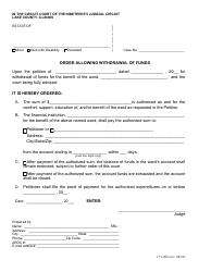 Document preview: Form 171-208 Order Allowing Withdrawal of Funds - Lake County, Illinois
