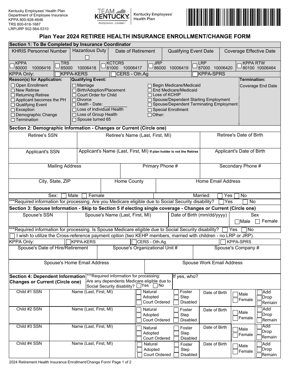 Form 6200 Download Fillable PDF or Fill Online Retiree Health Insurance Enrollment/Change Form