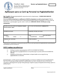 Document preview: Application for Personal Identification Card - Westchester County, New York (Tagalog)