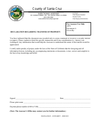 Document preview: Declaration Regarding Transfer of Property - Santa Cruz County, California