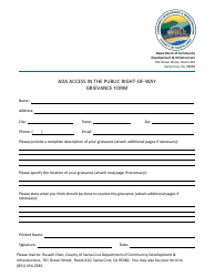 Ada Access in the Public Right-Of-Way Grievance Form - County of Santa Cruz, California, Page 3
