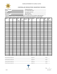 Document preview: Form HS-008 Controlled Medication Inventory Record - Florida