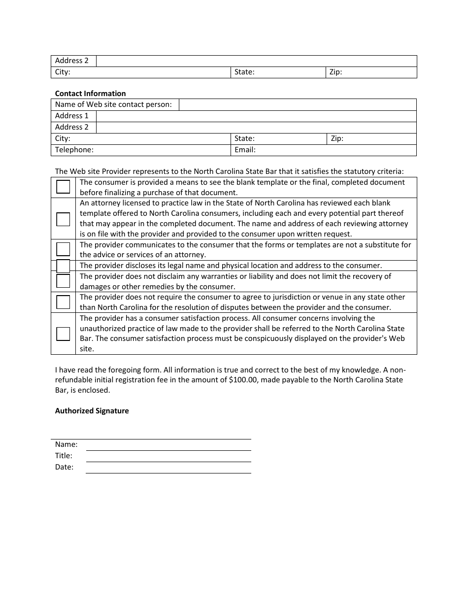 Initial Website Document Provider Registration - North Carolina, Page 2