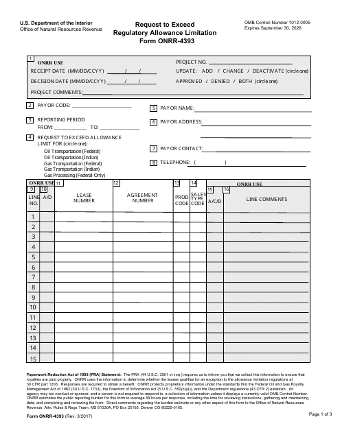 Form ONRR-4393  Printable Pdf