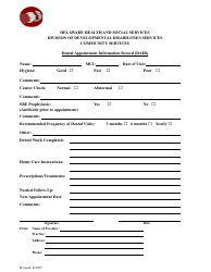 Document preview: Dental Appointment Information Record (Dair) - Delaware