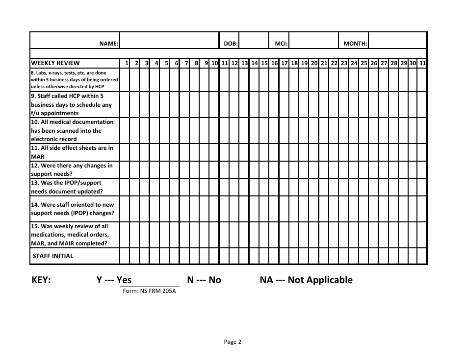 Form NS FRM205A Daily / Weekly Medication  Health Review - Delaware, Page 2