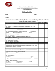 Discharge Worksheet - Delaware