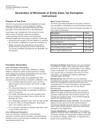 Form DR5002 Declaration of Wholesale or Entity Sales Tax Exemption - Colorado