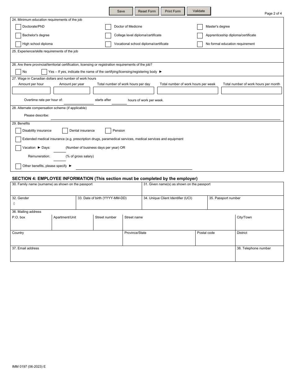 Form IMM0197 Offer of Employment to a Foreign National - Federal Economic Mobility Pathways Pilot (Federal Empp) - Canada, Page 2