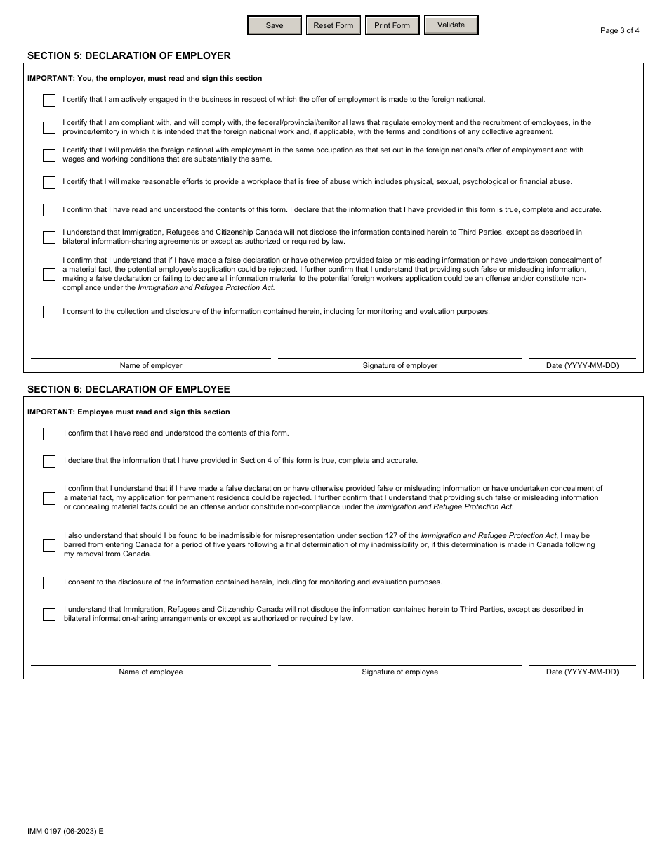 Form IMM0197 Offer of Employment to a Foreign National - Federal Economic Mobility Pathways Pilot (Federal Empp) - Canada, Page 3