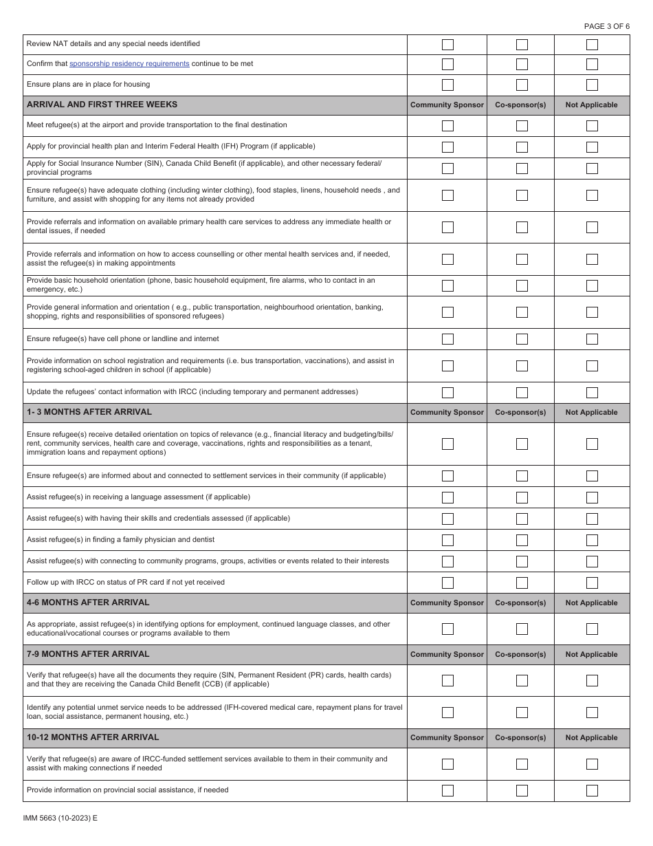 Form IMM5663 Sponsorship Undertaking and Settlement Plan - Community Sponsor (Cs) - Canada, Page 3