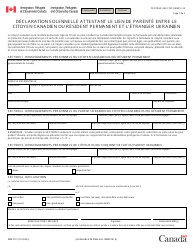 Document preview: Forme IMM0191 Declaration Solennelle Attestant Le Lien De Parente Entre Le Citoyen Canadien Ou Resident Permanent Et L'etranger Ukrainien - Canada (French)