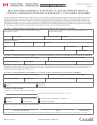 Forme IMM0191 Declaration Solennelle Attestant Le Lien De Parente Entre Le Citoyen Canadien Ou Resident Permanent Et L&#039;etranger Ukrainien - Canada (French)