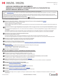 Document preview: Forme CIT0008 Liste De Controle DES Documents: Demande De Citoyennete Canadienne En Vertu Du Paragraphe 5(2) - Enfant Mineurs (Moins De 18 Ans) - Canada (French)