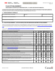 Document preview: Forme IMM5440 Plan D'etablissement - Signataires D'entente De Parrainage (Sep) - Plan De Gestion DES Risques a - Canada (French)