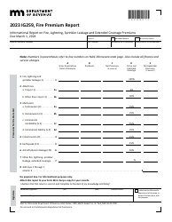Document preview: Form IG259 Fire Premium Report - Minnesota, 2023