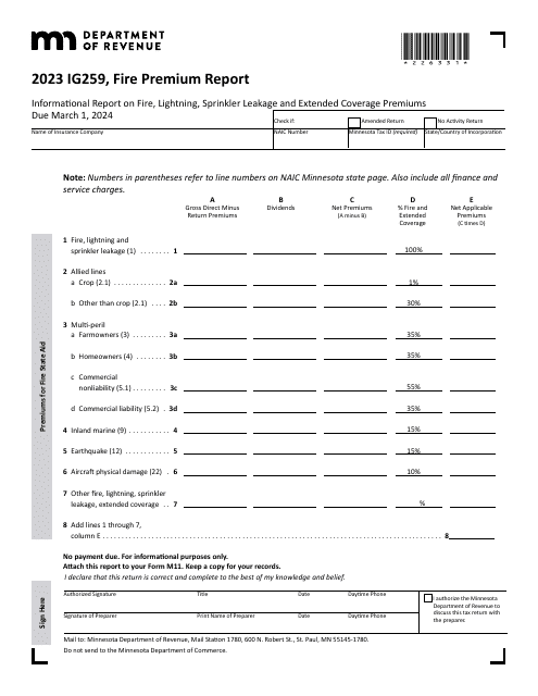 Form IG259 2023 Printable Pdf