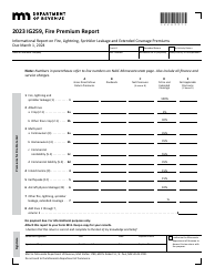 Form IG259 Fire Premium Report - Minnesota