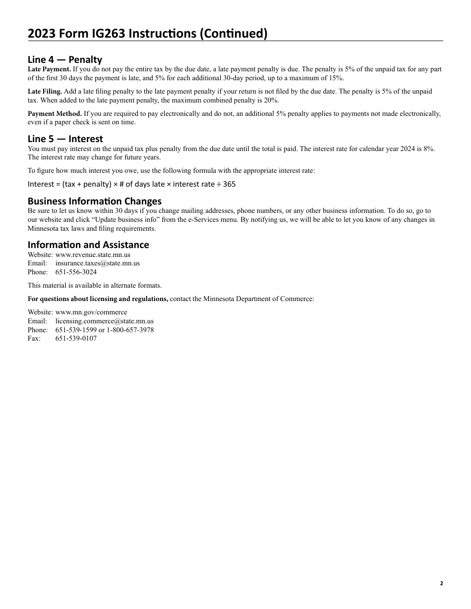 Form IG263 Joint Self-insurance Tax Return - Minnesota, Page 3