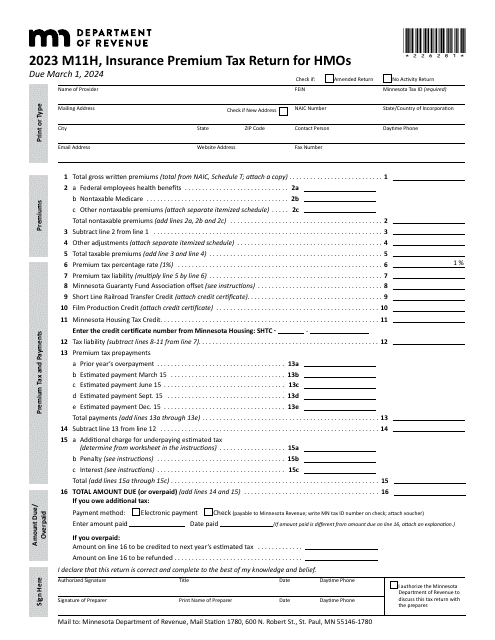 Form M11H 2023 Printable Pdf