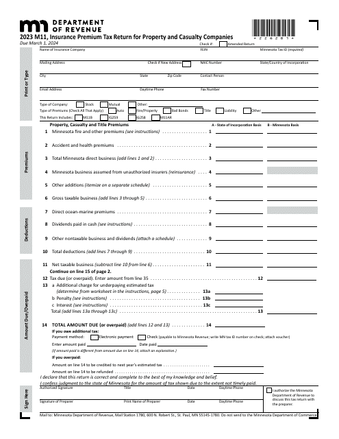 Form M11 2023 Printable Pdf