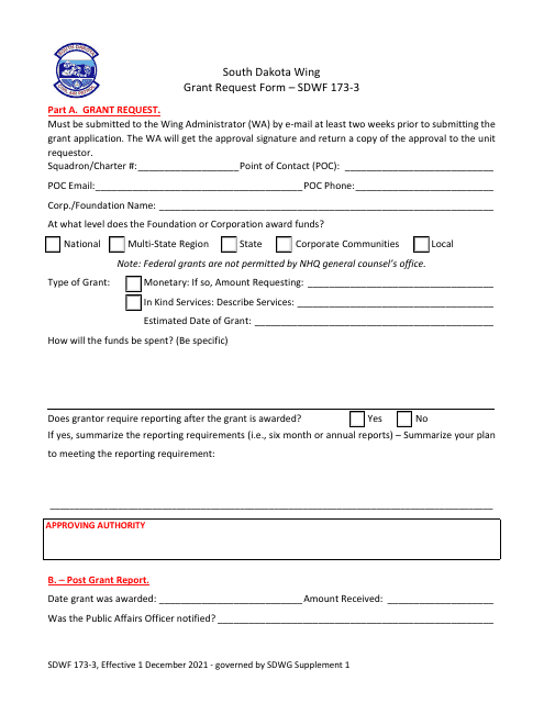 Form SDWF173-3  Printable Pdf