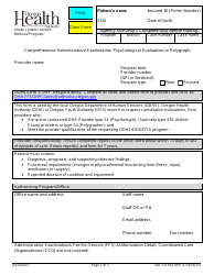 Document preview: Form OHP0729 Comprehensive Administrative Examination Psychological Evaluation or Polygraph - Oregon