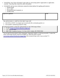 Form OHP6610 Authorization for Community Partner Help - Oregon, Page 2