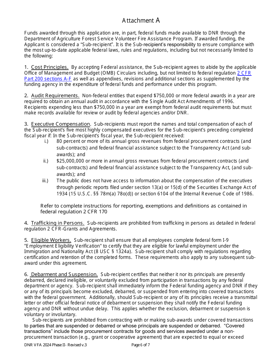 Volunteer Fire Assistance Phase 2 Grant Application - Washington, Page 6