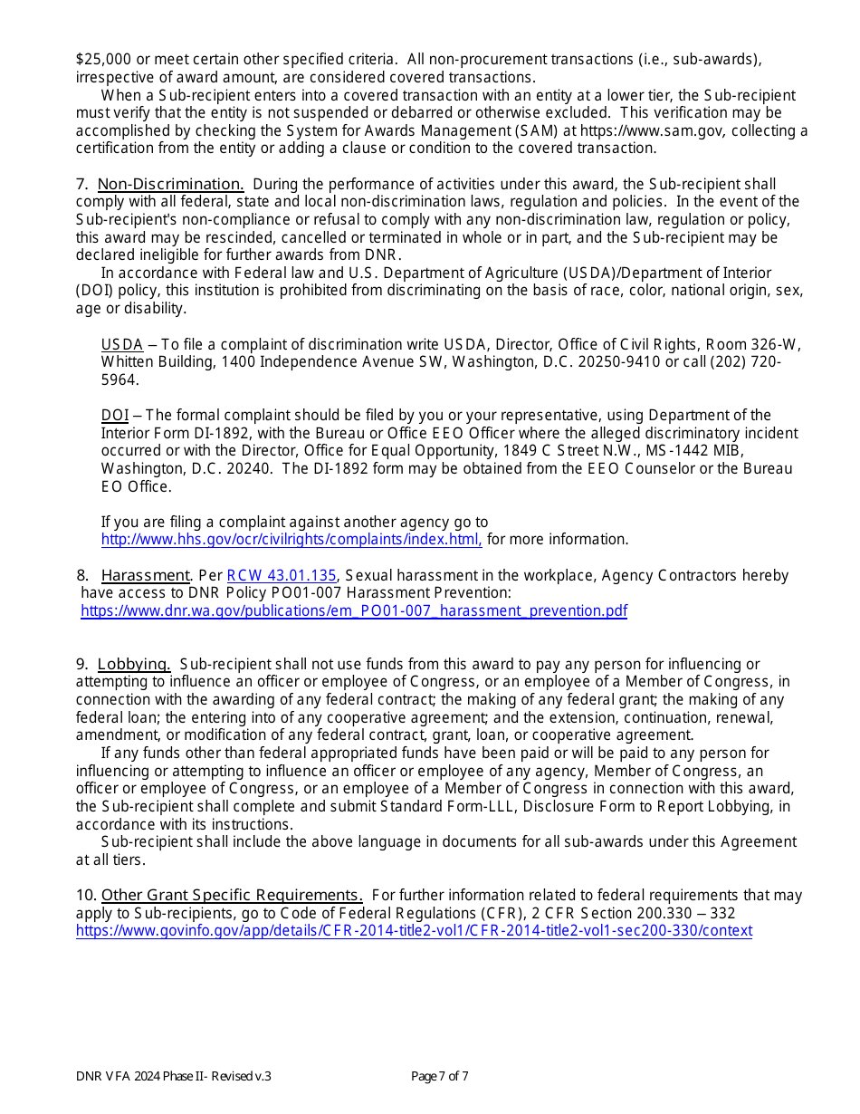 Volunteer Fire Assistance Phase 2 Grant Application - Washington, Page 7