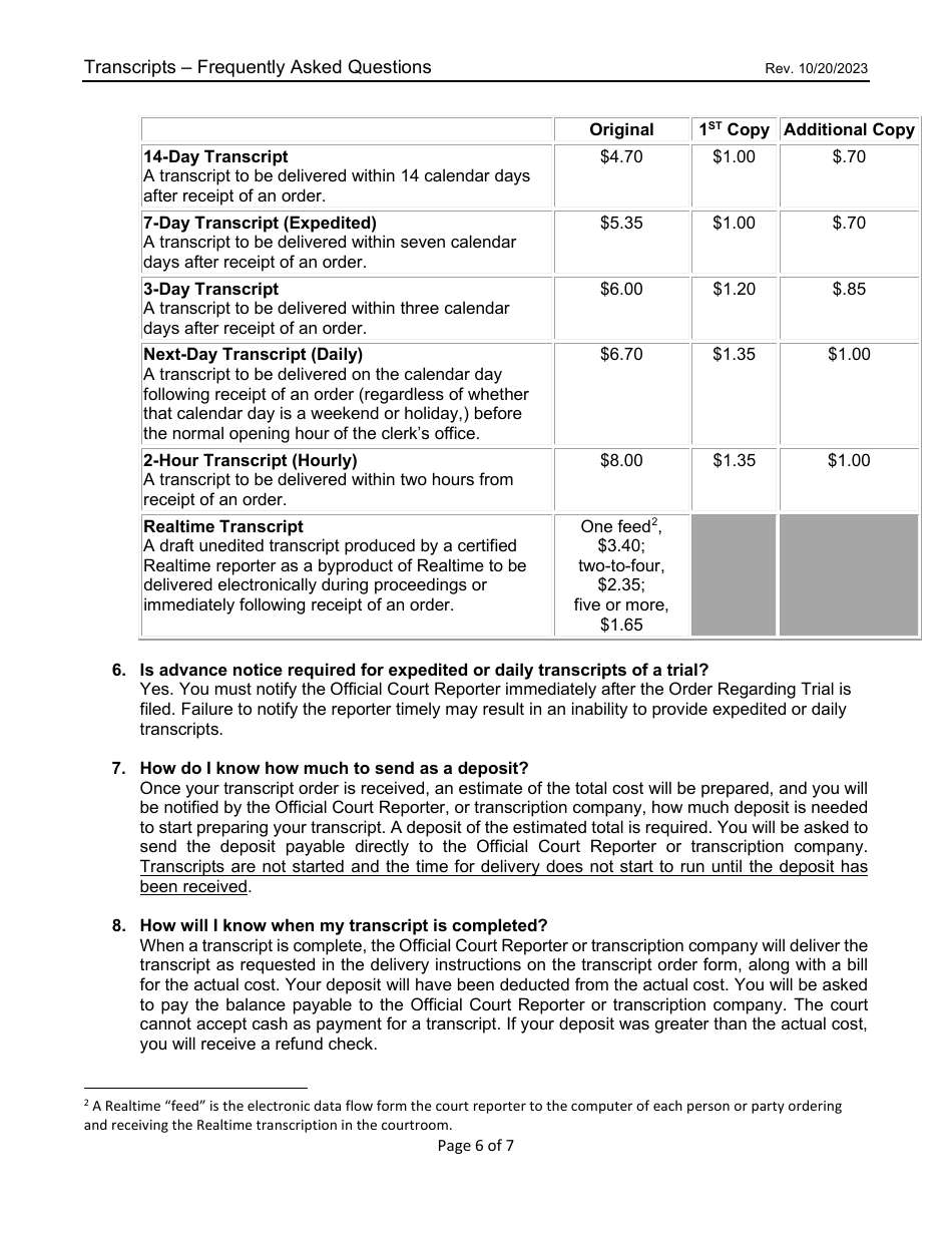 Form AO435 Transcript Order - Nevada, Page 6