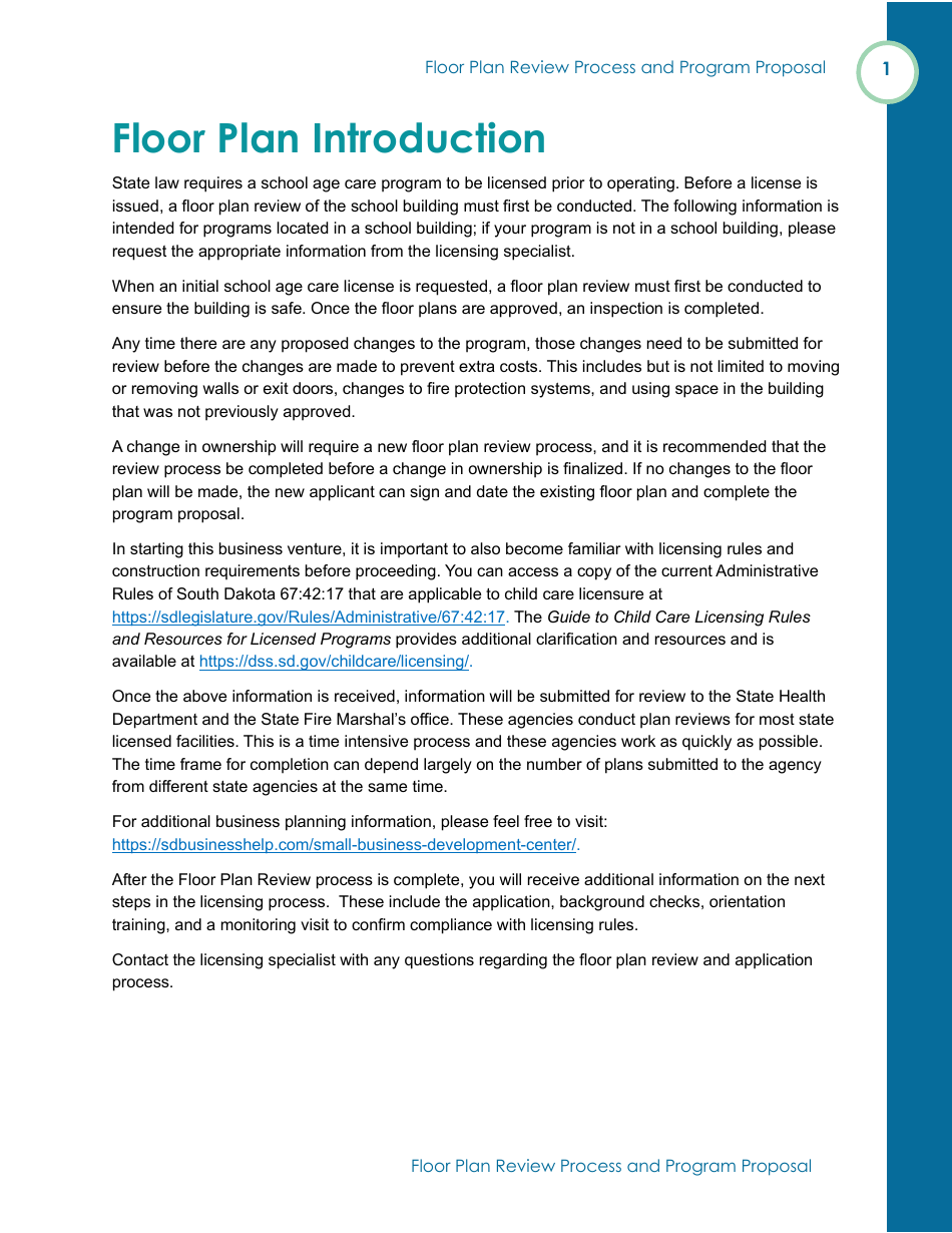 Form OLA-114 Licensed School Age Care Programs Located in a School - Floor Plan Review - South Dakota, Page 3