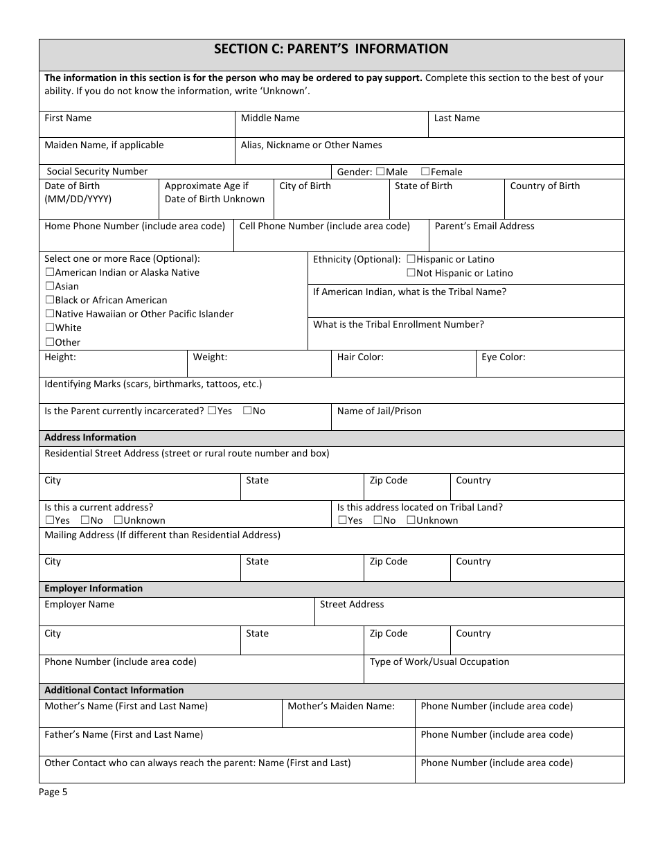 Form DSS-SE-408 Request for Child Support Services - South Dakota, Page 5