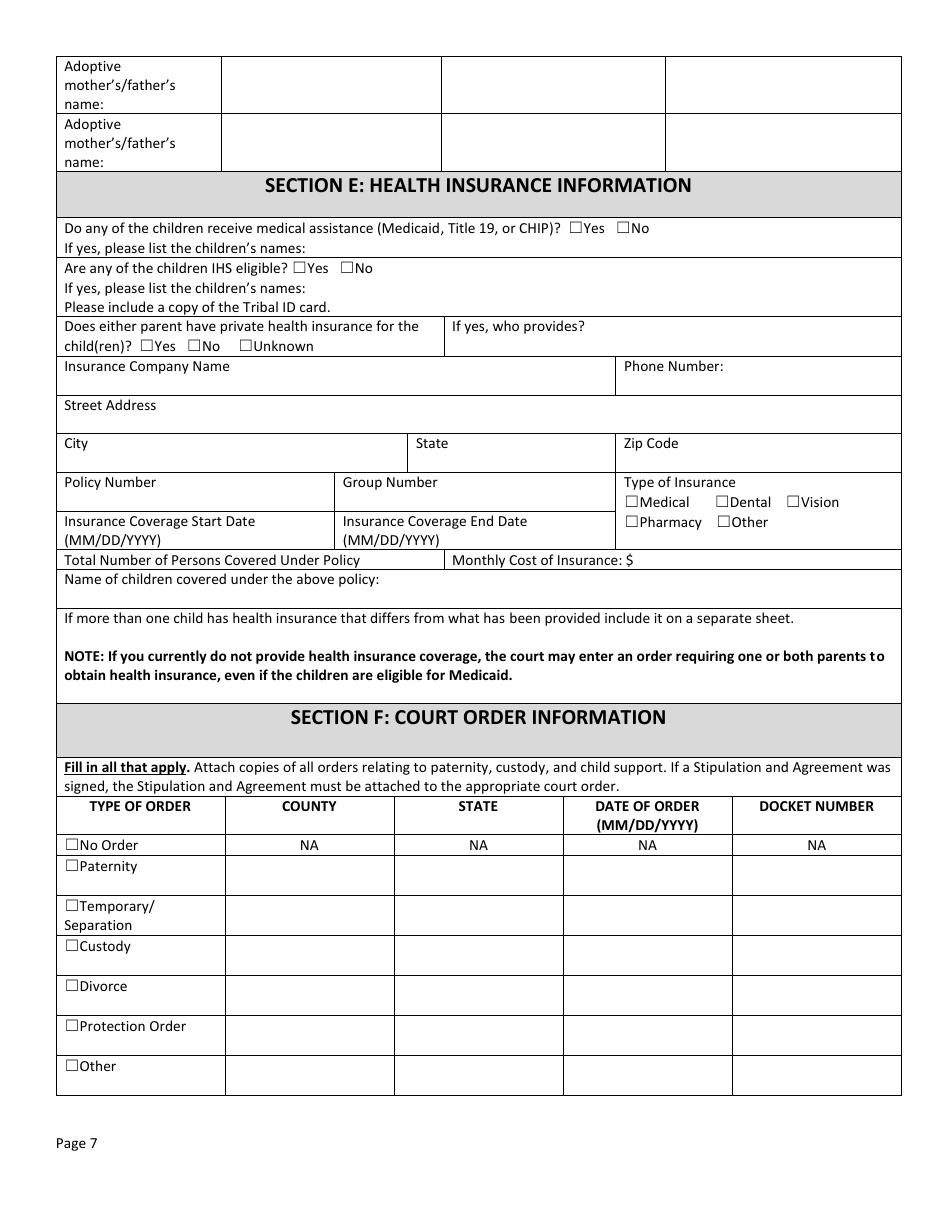 Form DSS-SE-408 Request for Child Support Services - South Dakota, Page 7