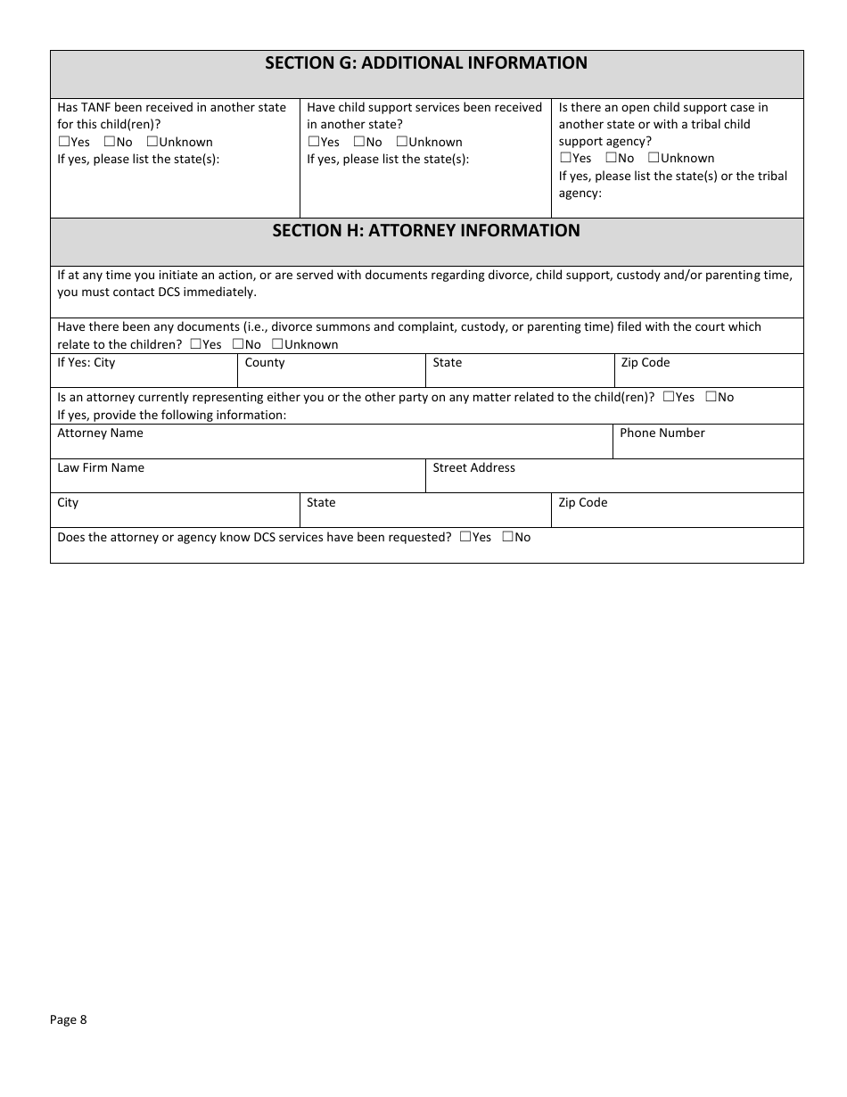 Form DSS-SE-408 Request for Child Support Services - South Dakota, Page 8