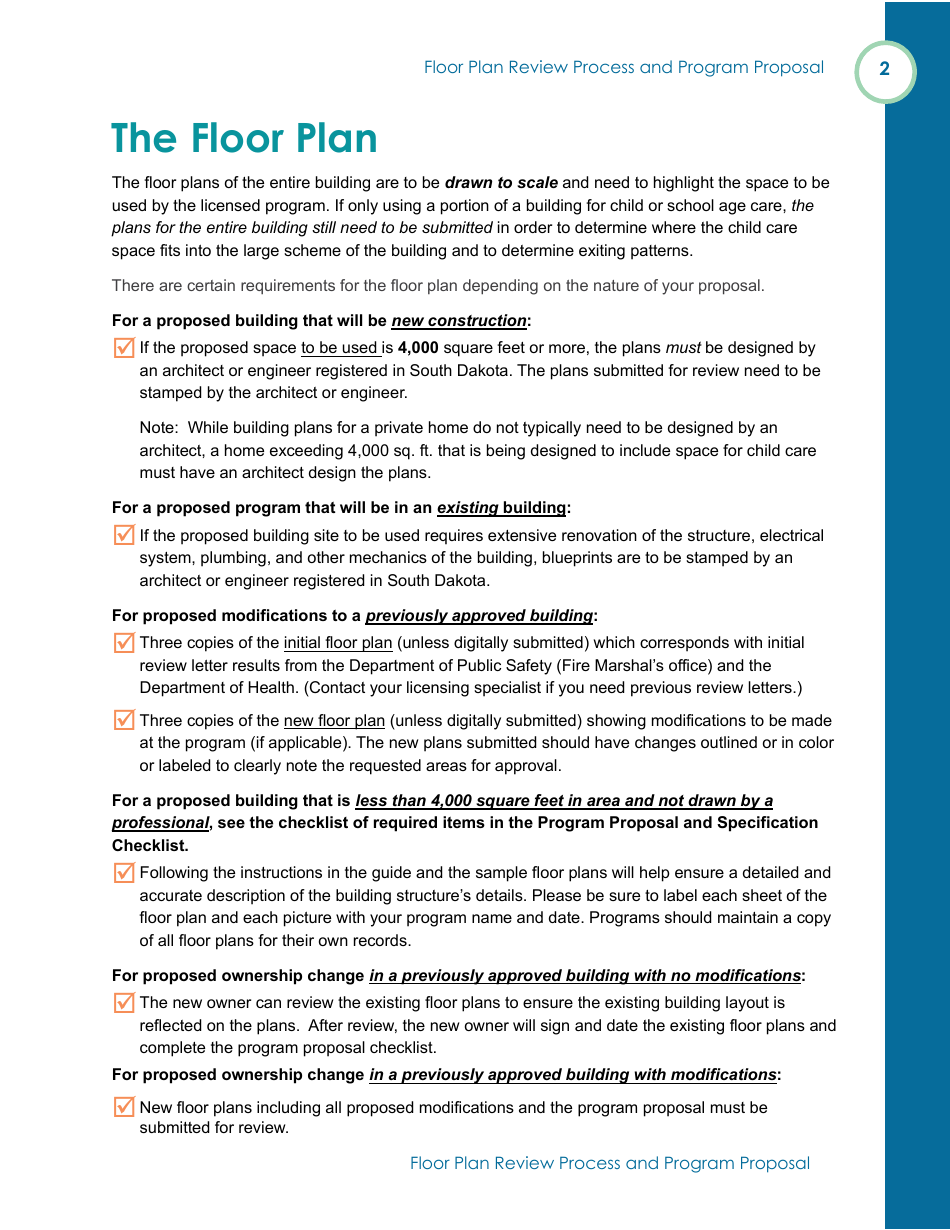 Form OLA-116 Floor Plan Review Process and Program Proposal - South Dakota, Page 4