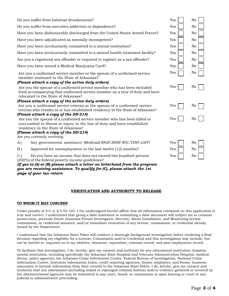 Alarm Systems Agent Application - Arkansas, Page 3