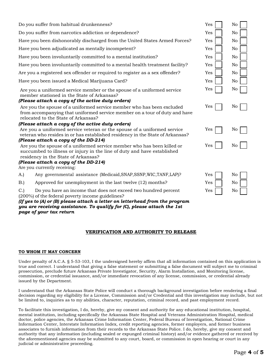Voice Stress Analysis Examiner Application - Arkansas, Page 4
