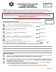 Document preview: Alarm Systems Company Application - Arkansas