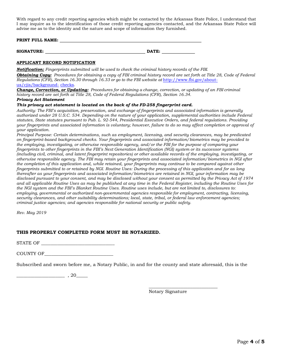 Commissioned Security Officer Application - Arkansas, Page 4