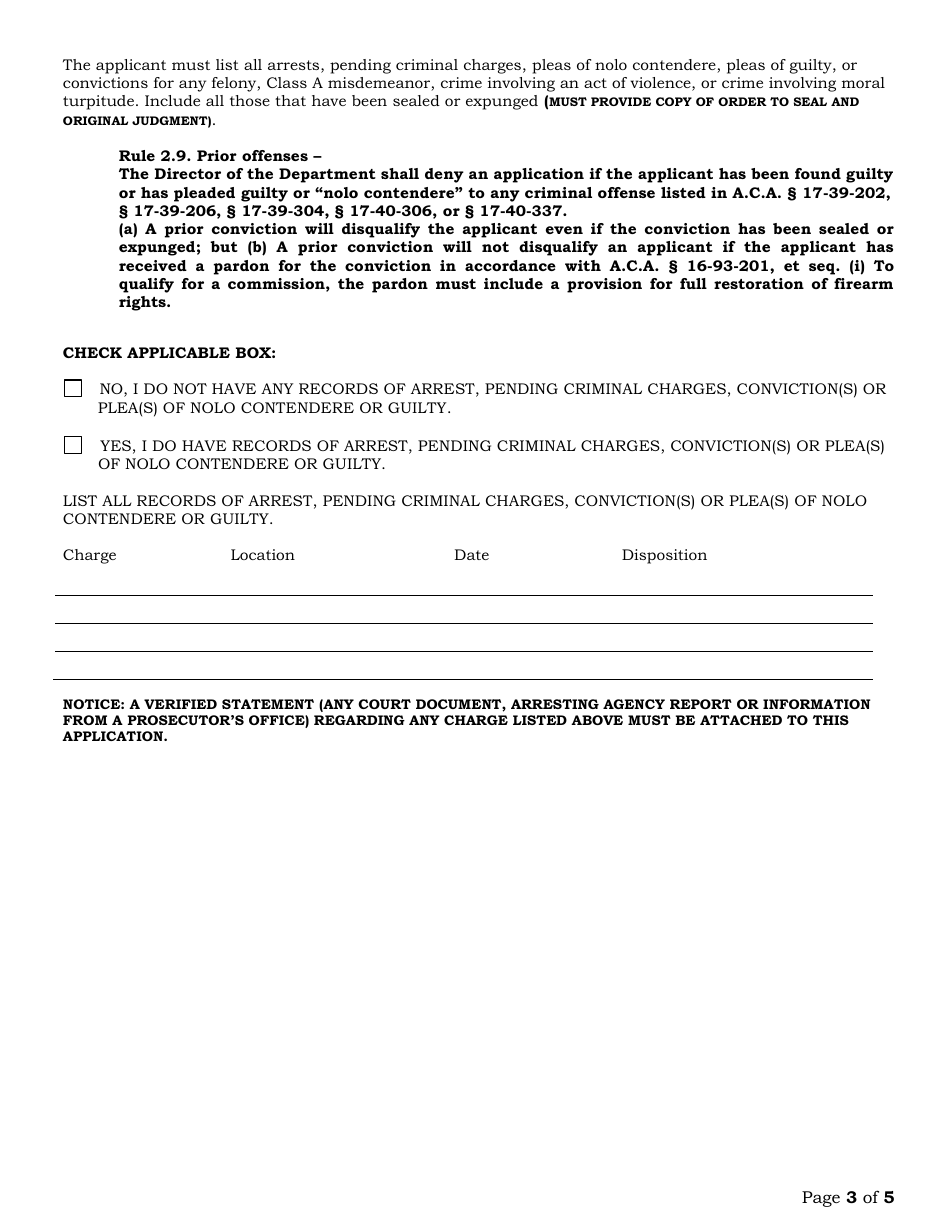 Polygraph Examiner Renewal Application - Arkansas, Page 3