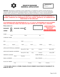 Document preview: Branch Manager Renewal Application - Arkansas