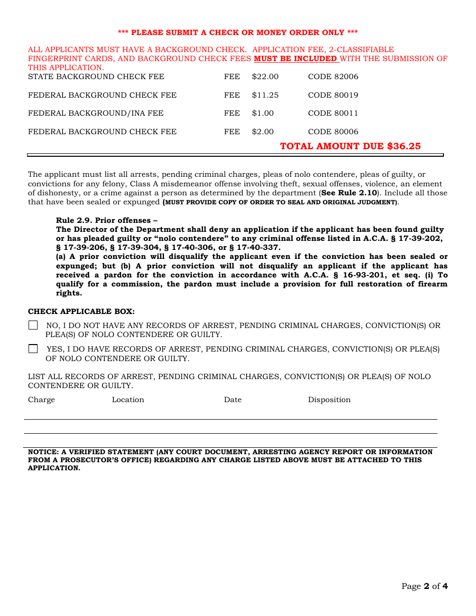 Branch Manager Renewal Application - Arkansas, Page 2