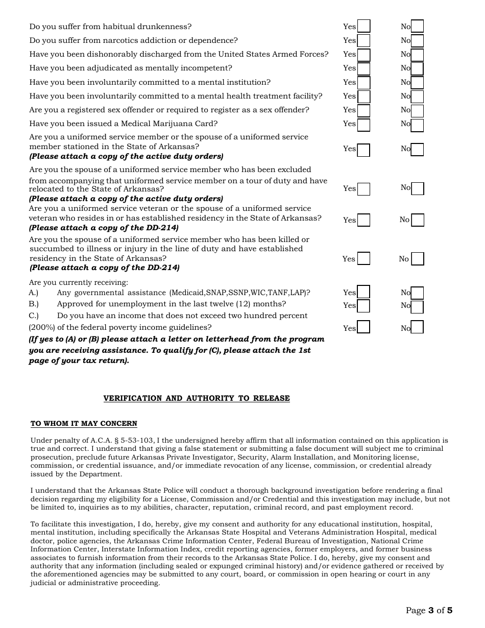 Commissioned School Security Officer Application - Arkansas, Page 3